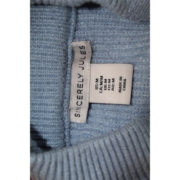 Sincerely Jules Striped Mock Neck Sweater Beige Lavender Women’s Medium - Picture 4 of 4